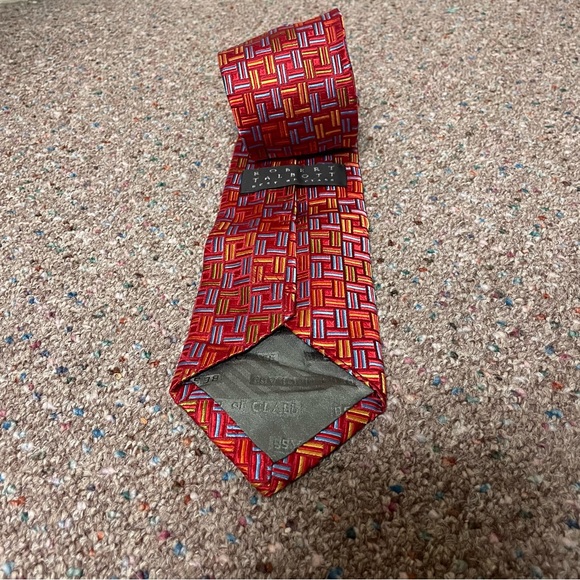 Robert Talbott Best Of Class Men’s Neck Tie 100% Silk Made In USA Red Geometric - Picture 3 of 5